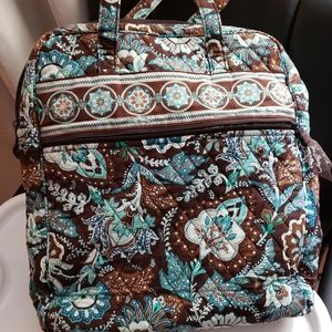 Quilted tote. Great condition. Brown and turquoise